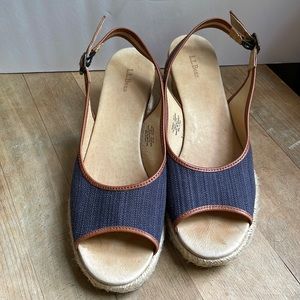 L.L. Bean sling back raffia, wedge shoes